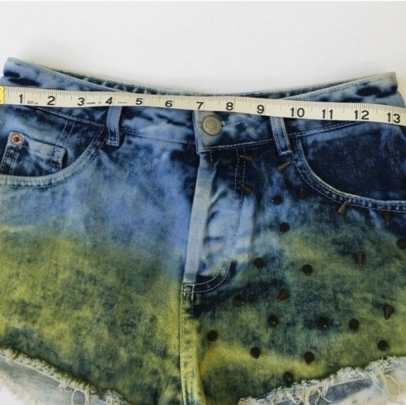 Top Shop Acid Wash Two Color Moto Shorts Spring Summer Daisy Dukes Bohemian - Picture 5 of 8